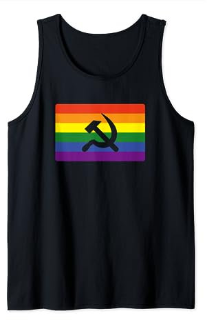 Bandiera del comunismo gay con falce e martello arcobaleno, idea regalo Canotta