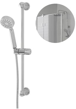 Barra de ducha con alcachofa – Barra de ducha con alcachofa para bañera y ducha, de metal, 9 x 19 x 68 cm, cromado