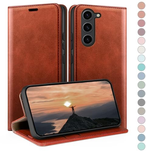 HUOUH for Samsung Galaxy S23 Wallet case with RFID Blocking PU Leather,Credit Card Holder,Flip Folio Book Phone cases Shockproof Cover Women Men for Samsung S23 case Orange