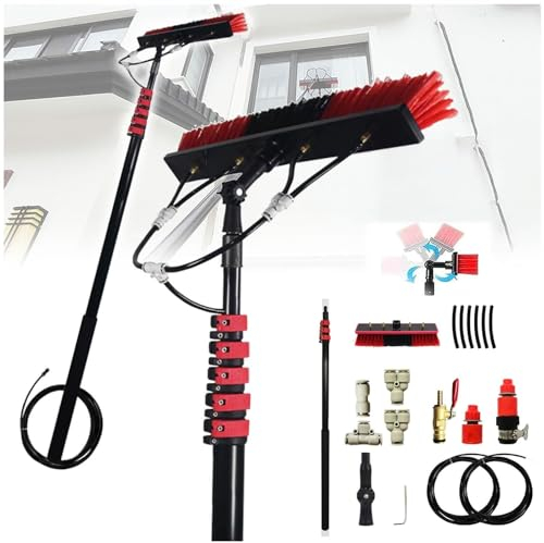 Window Cleaning Poles,Waterfed Telespole Window Cleaning Window Cleaner Professional Solar Panel Cleaning Equipment (Color : 35cm Brush Head, Size : 30FT/9m)