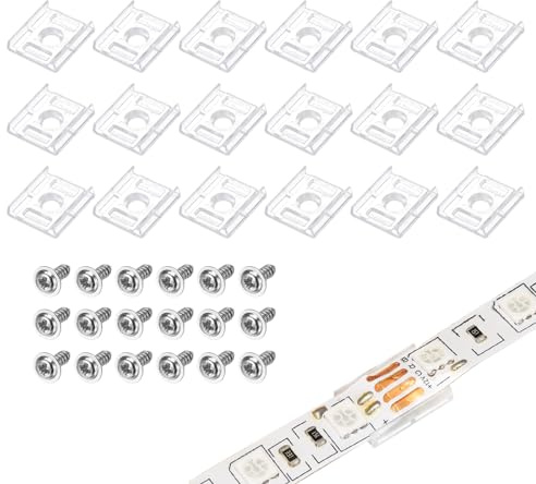 PATIKIL 50 Stück Strip Light Clips Transparente LED Strip Light Halterungen | mit passenden Edelstahlschrauben, für 12mm breite LED-Lichtstreifen