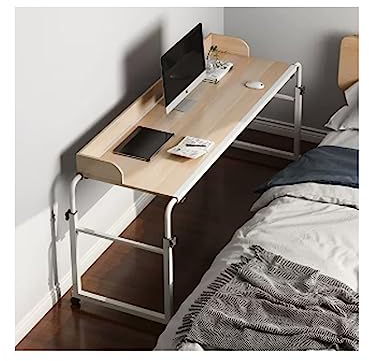 Überbetttisch, Computer-Arbeitsplatz, Überbetttisch mit Rollen, höhenverstellbar, Steharbeitsplatz, Essenstablett, Schreibtisch, Rolltisch für Twin-/Full-/Queen-/Kingsize-Bettrahmen (B)