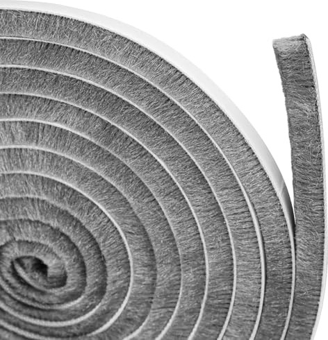 AOTUAO 6 M Bürstendichtung Selbstklebend 9 mm(B) x 15 mm(D), Bürstendichtung Rolladen, Bürstendichtung Insektenschutz Winddicht Staubdicht Lärmschutz für Schiebetür, Fenster, Kleiderschränk (Grau)