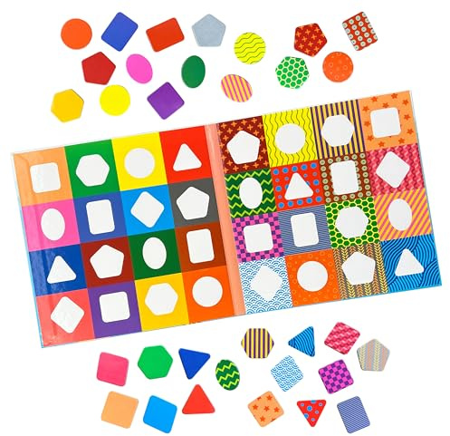 MAGNIKON UD96 - Zuordnungsspiel Formen, Farben und Muster mit 32 Magneten, Magnetisches Sortierspiel, Tangram Spielzeug, Mosaik Steckspiel für Kinder, Montessori ab 3 Jahre