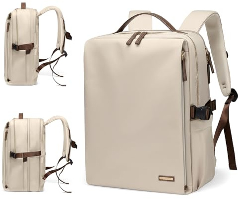 Elegant Flygbolag Godkänd Laptop Ryggsäck Perfekt för Arbete, College Och Resor Avslappnad Multifunktionell Ryggsäck Lämplig För 17,3 tum Notebook (Aprikos), Aprikos, 17.3 Pollici