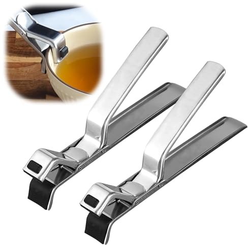 Cxqbsmy 2PCS Stainless Steel Hot Plate Gripper Clips - Multi-Purpose Hot Bowl Dish Plate Gripper Clips Tongs Clamp Holder for Oven, Air Fryer, Steamer, Pots & Bowls, Non-Slip Design
