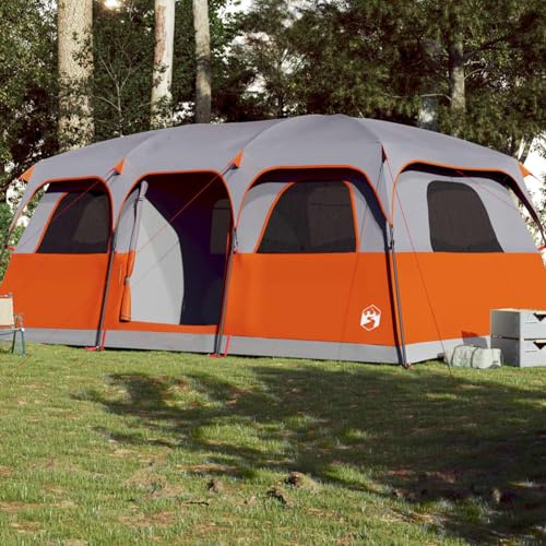Gecheer Familienzelt Campingzelt Tunnelzelt Hauszelt für 9 Personen Grau Wasserdicht