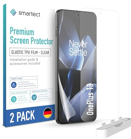 smartect Skärmskydd [2 Stycken, Clear] kompatibel med OnePlus 13, Täcker hela displayen, HD Screen Protector Bubbelfri Installation, Anti-Fingeravtryck