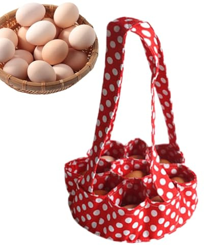 Cesta de recogida de huevos de gallina, bolsa de almacenamiento de huevos de tela gruesa con 7 bolsas | Bolsa portátil de recolección de granja | Portador de almacenamiento de transporte de huevos