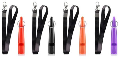 WENJION 4 Pcs Professional Dog Whistles, High Pitch Dog Training Whistle with Lanyard and Keychain, Plastic Silent Dog Whistle for Barking Control and Recall, Long Distance Dog Whistle for All Breeds