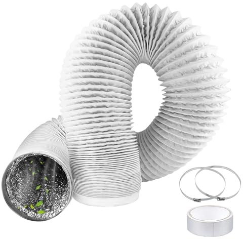 GOEDCH Tuyau D'échappement: Ø150 mm x 3 m Tuyau Flexible en Aluminium, Tuyau Télescopique en Aluminium Platine Épaissi Ventilation pour Sèche-linge, Climatiseurs, Hottes Aspirantes