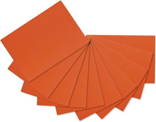 ODETOJOY | 10 unidades de cartón ondulado naranja, 21 x 30 cm (A4), 3 capas, para manualidades, construcción de maquetas, cursos escolares, reciclables ecológicos