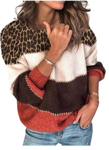 HEYPORK Damen Herbst Winter Warm Bequem Pullover Lässig Mode Strickjacke Frauen Getäfelter Dicker Strickpullover