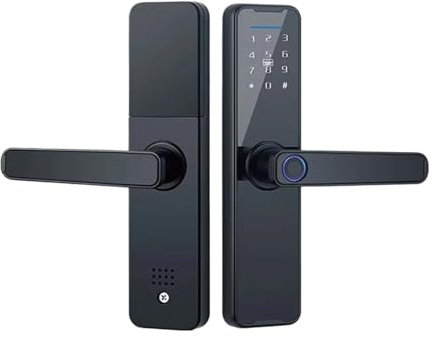 TIEOAXFT Smart App Fingerprint Digital Electronic Wifi Smart lock Handle Wood Door Security-protection System Home Lock(Red Bronze)