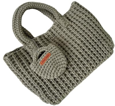 FIRSTXIU Borsa fatta a mano all'uncinetto in morbido filato, alla moda, con manico superiore, per viaggi casual e donne alla moda