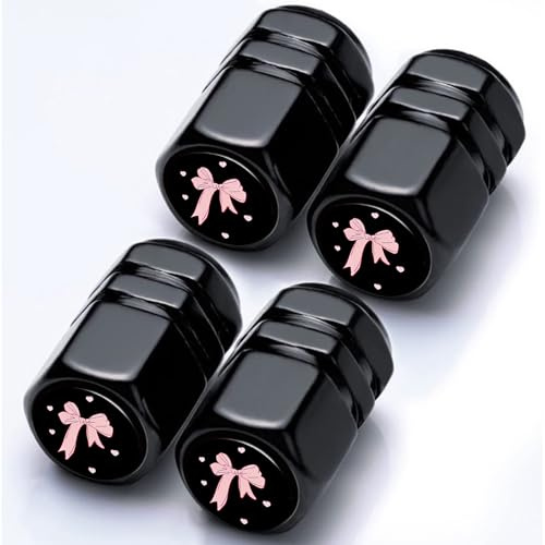 Bow Tire Valve Stem Caps Bow Car Accessories 4Pack Tire Air Cap Aluminum Alloy with Plastic Liner Corrosion Resistant Leak-Proof for Car SUV Bike Motorcycle Valve Decor Gifts