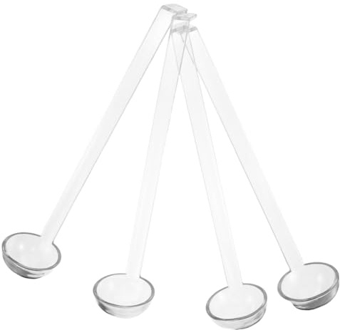 TOPBATHY Lot de 4 Petites Louches Transparentes à Long Manche en Plastique Réutilisable pour Sauce Soupes Jus de Fruits Réceptions Traiteurs la Cuisine Professionnelle