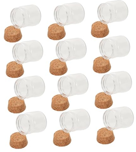 POPETPOP 12pièces Flacons Verre Transparent Lot de Bouchons Liège Étanches pour Rangement Créatif Et Décoration Maison