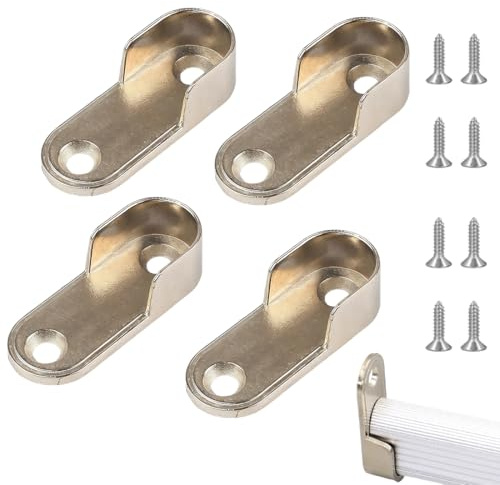 YUVKIN 4 Piezas Soporte Barra Armario de Aleación de Aluminio, Barra Armario, Barra Colgar Ropa, Barra para Armario y Organizador de Almacenamiento, con 8 Tornillos de Acero Inoxidable