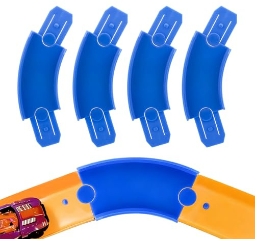 Sinbana 4st Svängd Spårenhet för Hot Wheels, 45-Graders Svängd Spårkoppling, Spårenhet för Leksaksbil Kompatibel med Hot Wheels (Blå)