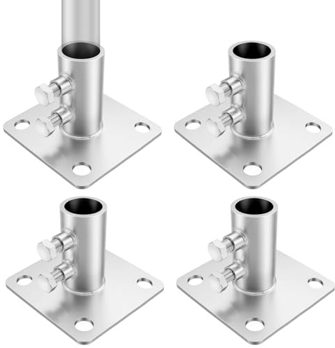 YESiDEA 4 Pcs 1-5/8'' Chain Link Fence Pole Plange, Heavy Duty Round Fence Post Base Surface Mount