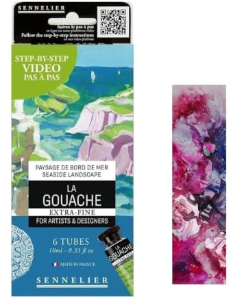 Sennelier gouache extra tunt 6 rör 10 ml, strandtema och 1 kort