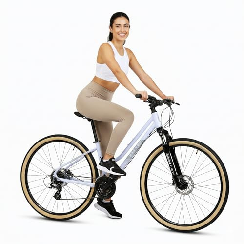 ATTABO SANO 3.0 Damen Crossbike 28 Zoll, Aluminiumrahmen, 24-Gang Shimano Schaltung, SR Suntour Federgabel, hydraulische Scheibenbremsen