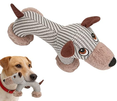 Hund Quietschspielzeug Plüsch – Leinen Gefülltes Hundespielzeug Tier | Robustes Interaktives Kauspielzeug – 90g Zahnen Bereicherung Plüsch Für Welpen Kleine Große Hunde Aktive Spielzeit Und Langeweile