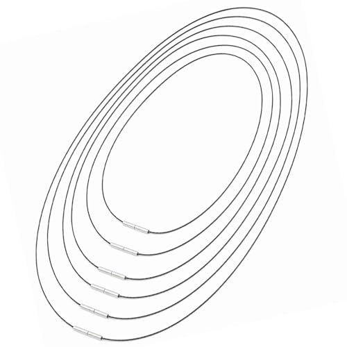 6-pack Läderhalsband med Lås, 40/45/50/55/60/70cm Svart Läderrem 1mm för DIY Smyckestillverkning, Herr och Dam
