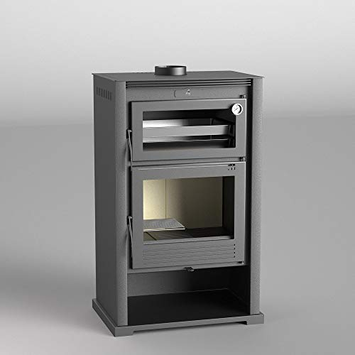 FM BIOMASA- Fm Poêle à bois acier M-107 11kW avec porte en fonte et four - Gris anthracite