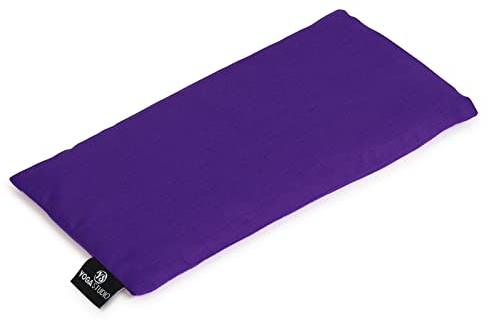 Yoga Studio Eye Pillow | 100% Organic Cotton Cover | Unscented Linseed Yoga Pillow | Stress Relief Weighted Eye Mask for Yoga, Relaxation, Tired Eyes, & Headaches (Purple)