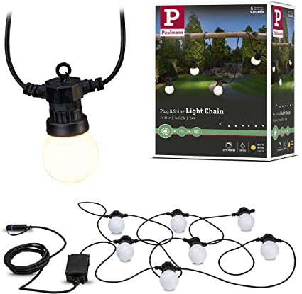 Paulmann 94165 Plug & Shine Lichterkette IP 3000K 7x5lm 24V 94165 Lichtband Aussenleuchte Dekobeleuchtung Terassenbeleuchtung