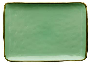 Thun Rose & Tulipani - Vassoio Rettangolare Verde Acqua - Arredo Casa, Cucina - Linea Concerto di Colori - Idea Regalo - Stoneware - Ø 27; 19 cm
