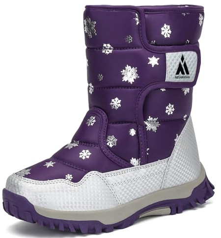 Mishansha Bottes de Neige Fille Chaussures de Neige Chaudes Anti Dérapent Bottes d'hiver,Violet,35