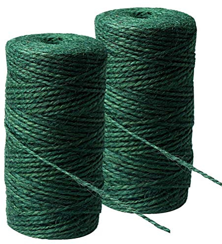 2 Rolls Green Hemp Garden Twine, Garden String Christmas Twine ​Natural Jute String for Gardening, Arts & Crafts, Total 200m/656ft
