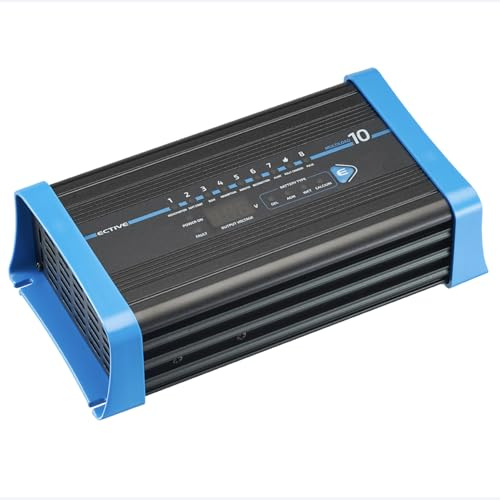 ECTIVE Multiload 10 Batterieladegerät, 10A, 12V, 8 Stufen, automatisch | mit Erhaltungsladung, Starthilfe, Autobatterie Ladegerät, Erhaltungsgerät, Batterieerhaltungsgerät für Nass, Gel Batterie
