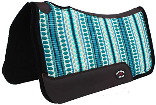 Challenger Sattelunterlage für Pferde, Western-Pony, 58,4 x 33 cm, konturiert, Baumwoll-Fleece-gefüttert, Türkis 39RT08TRP