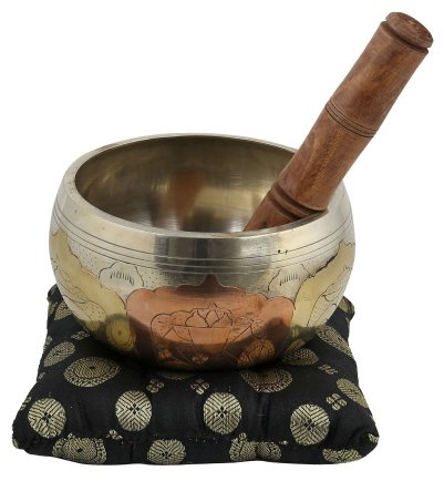 Ajuny Wunderschöne Tibetisch Buddhistische Klangschale aus Messing Tolles Geschenk Ideal für Meditationen und Klangheilung, 10,2 x 7,9 cm