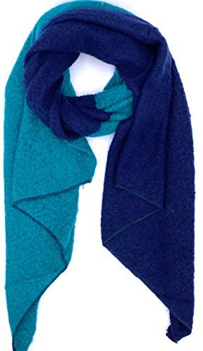 stylx Damen weicher unifarbener Web Schal in asymmetrischer Form, Winter, Stola (türkis/dunkelblau)