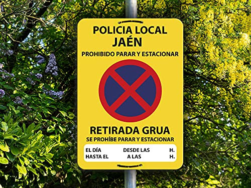 Oedim Señal Personalizada Prohibido Parar y Estacionar Se Avisa Grúa, Fabricado en Polipropileno, Duradera y Económica
