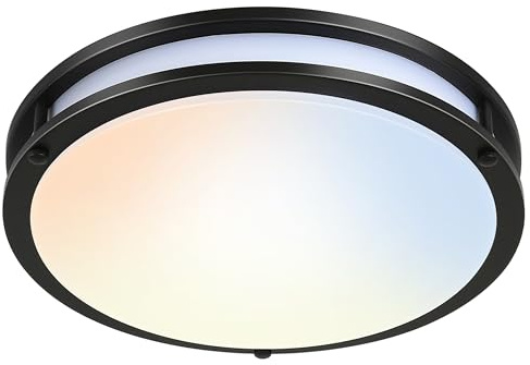 hykolity 16 inch Dimmable LED Flush Mount Ceiling Light, Oil Rubbed Bronze, 36W, 2200LM, 2.7/3/3.5/4K/5K Adjustbale, 120°Light Angle, CRI90, Ceiling Lamp for Bedroom, Kitchen, Office,ETL Listed