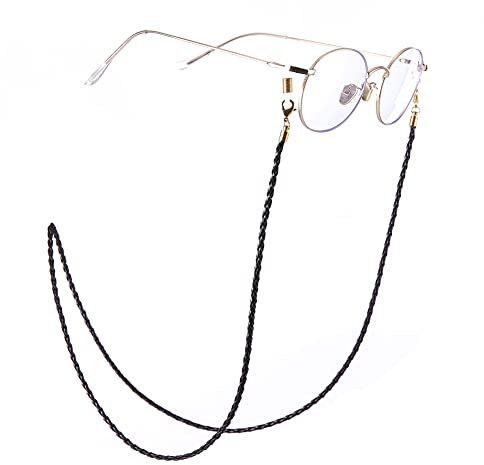 kkjoy Geflochtenes Leder-Brillenband, Brillenkette, Sonnenbrillen, Lanyards, Lesebrillenriemen, Halter, Brillenzubehör, für Damen und Herren
