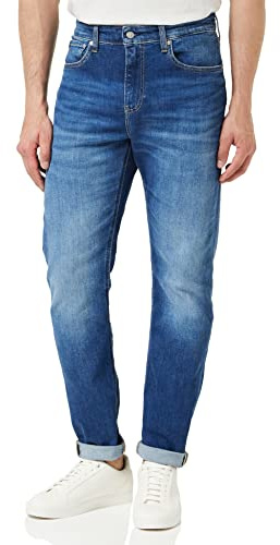 Calvin Klein Vaqueros Hombre Slim Taper con Talle Medio, Azul (Denim Dark), 32W/30L