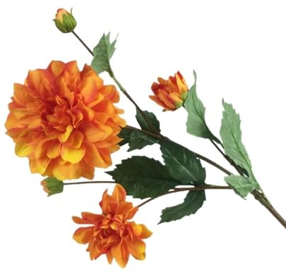 HXSCOO 5 einzelne Dahlien, künstliche Blumen, Hochzeitsdekoration (Color : Orange)