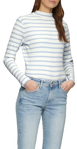 s.Oliver 2157894 långärmad T-shirt med ribbad struktur, 50 g/m², 40 dam, 50 g/m², 38