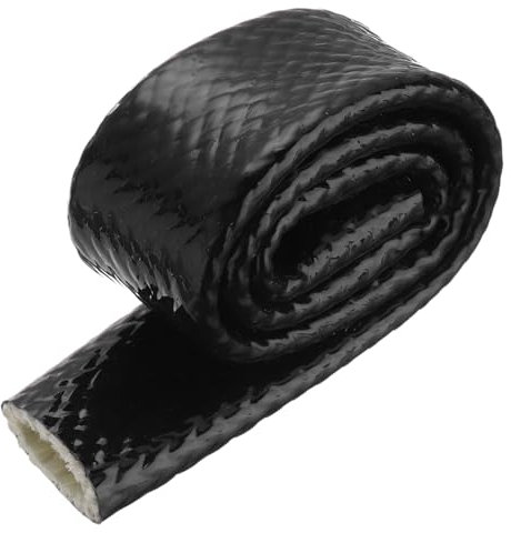 QUARKZMAN 0.8 ID 1.6ft Nastro Fibre Vetro Rivestito Silicone Guaina Antincendio Schermato Termicamente, per Tubi Flessibili Automobilistici, Cavi Elettrici, Nero