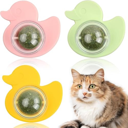 Dokeno 3 Stück Katzenminze Balls Spielzeug für Katze, Zahnreinigung Dental Kätzchen Kauspielzeug, Drehbares Katzenspielzeug, Katzenminze Bälle für Katzen, fur Steigern Sie den Appetit Zahnreinigung