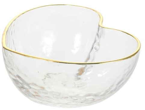 IMIKEYA Ciotola in Vetro Forma di Cuore con Dorato Piccola Ciotola Trasparente per Insalate Dessert e Snack Elegante per Feste e Uso Quotidiano