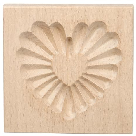 sourcing map Wooden Cookie Mould 3.94 x 3.94 Wooden Cookie Biscuit Mould Heart Sandwich Carved Baking Cookie Tool Biscuit Press Stamp