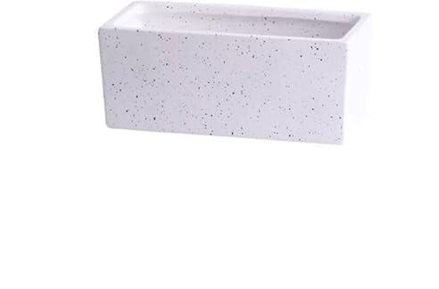 Jardinera Macetero Rectangular de cerámica con bandeja, artículos for macetas pequeños perforados de escritorio de oficina, verde, Simple, escandinavo, suculento Interior-exterior(Blanco,Medio)